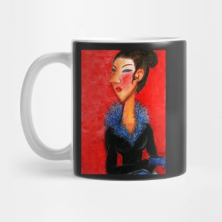 Young lady with azure wood Mug